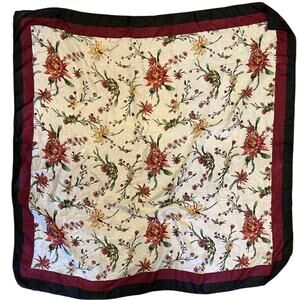 Chan Luu Floral Printed Silk Scarf Square Neck Tie Hair Wrap Classic Old Money